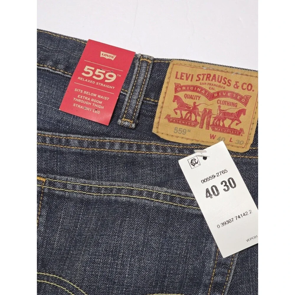 Levi's 559 Relaxed Straight Fit Men's 40x30 Dark Wash Blue Denim Jeans - NWT